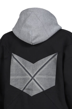 ARCH LOGO ZIP HOODIE / BLK GRY