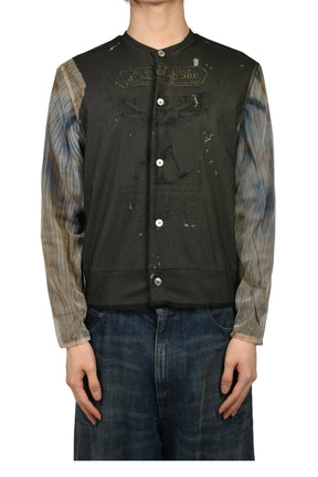 ANGEL DIAGRAM LAYERED CARDIGAN / BLK
