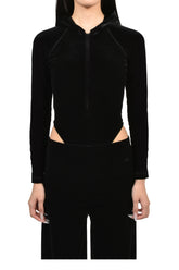 VELVET HOODED BODY / BLK
