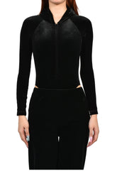 VELVET HOODED BODY / BLK