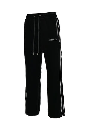 VELOUR EMBROIDERY TRACK PANTS / BLK