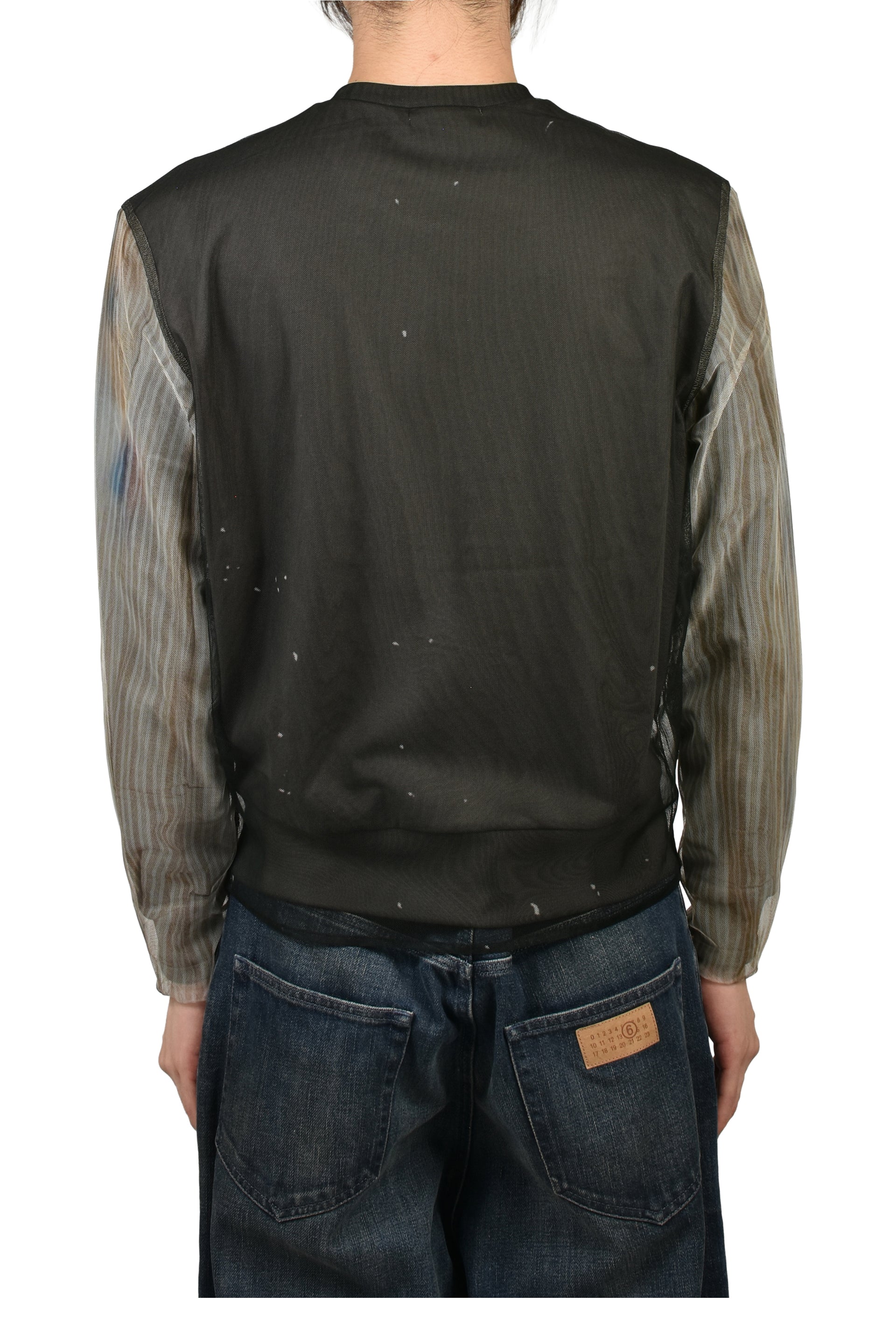 ANGEL DIAGRAM LAYERED CARDIGAN / BLK