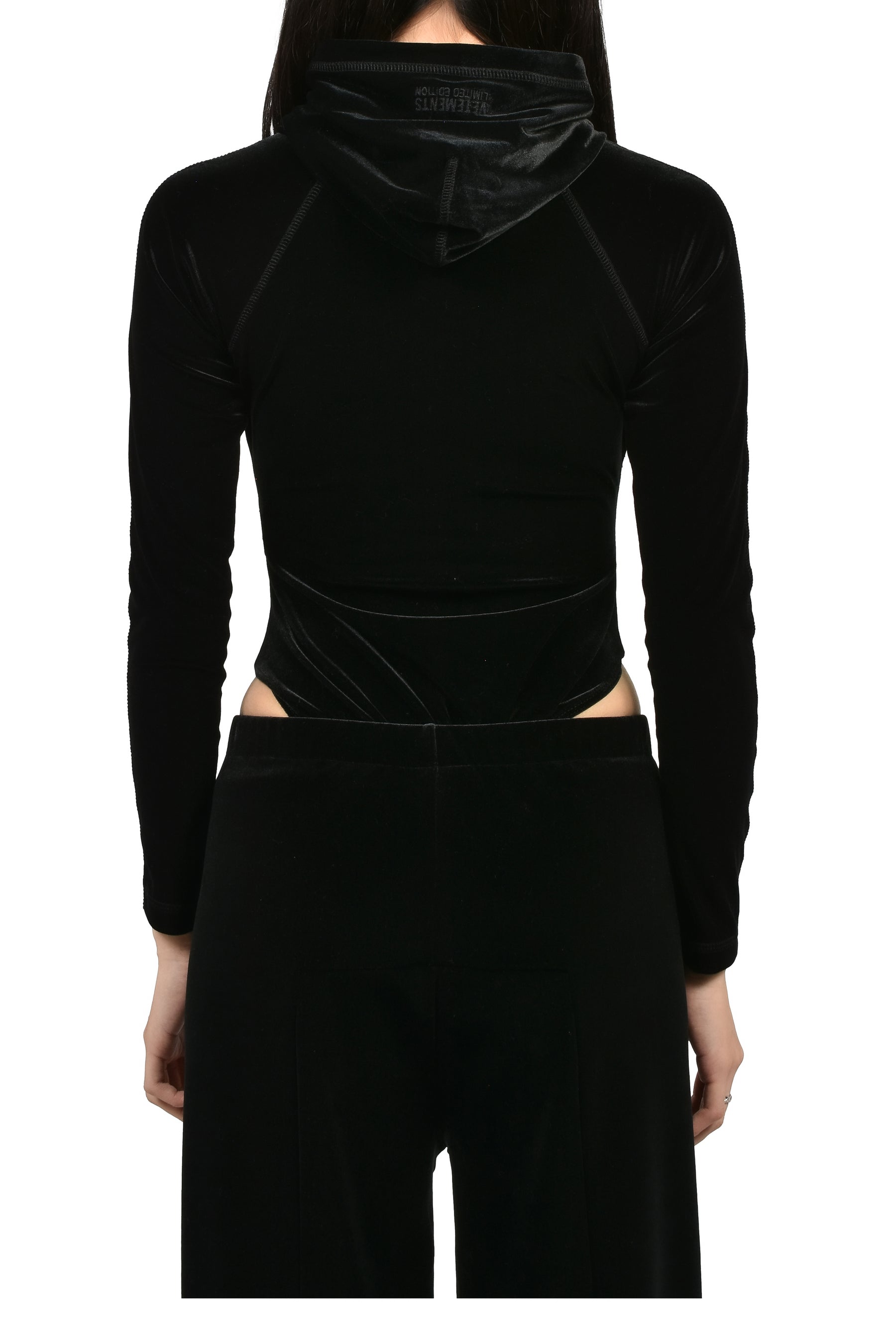 VELVET HOODED BODY / BLK