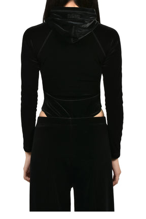 VELVET HOODED BODY / BLK