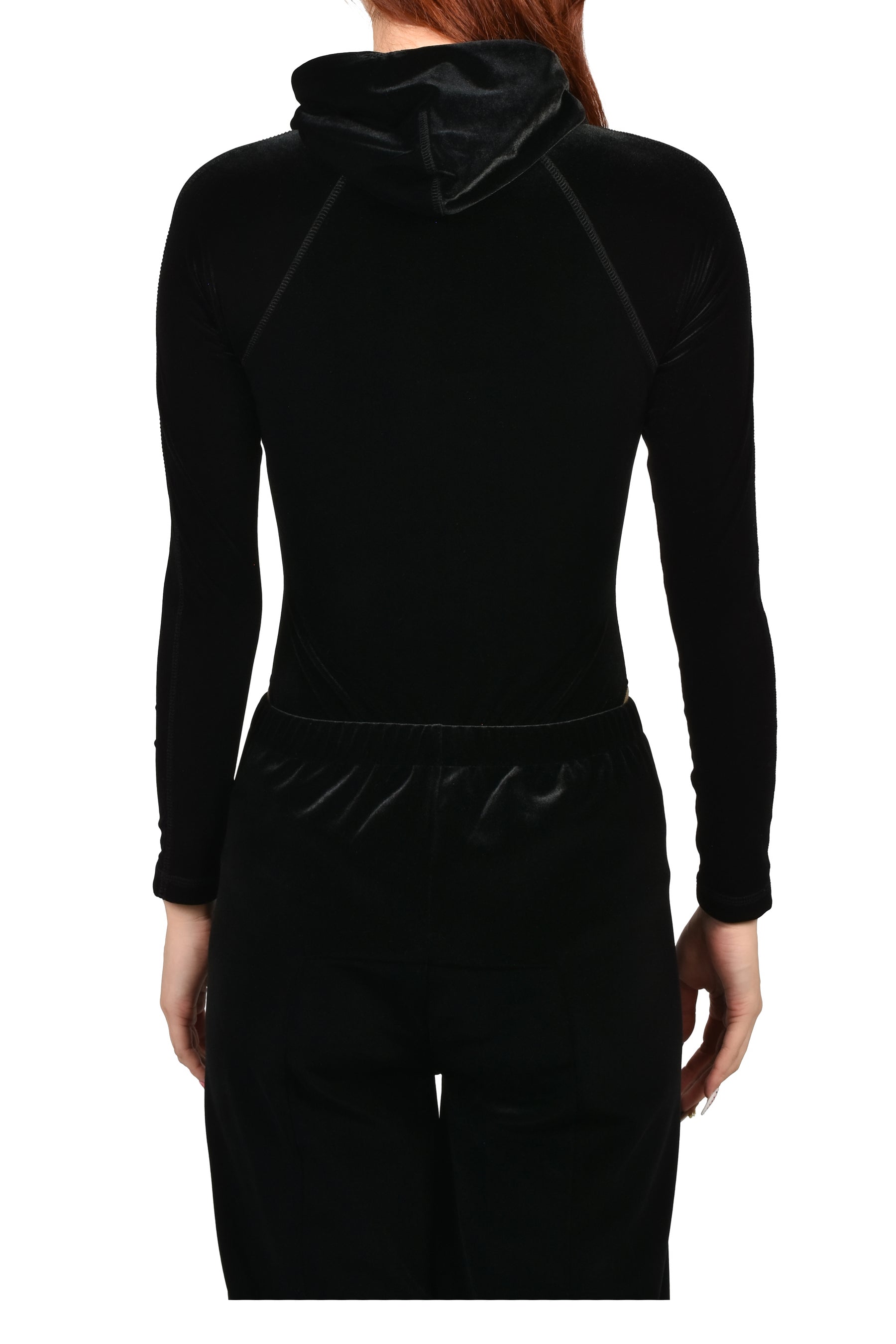 VELVET HOODED BODY / BLK