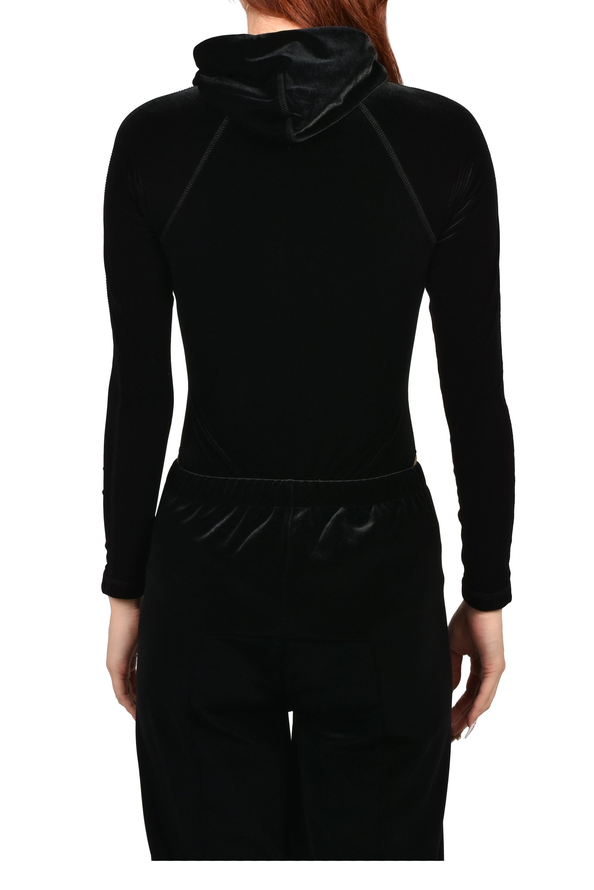 VELVET HOODED BODY / BLK