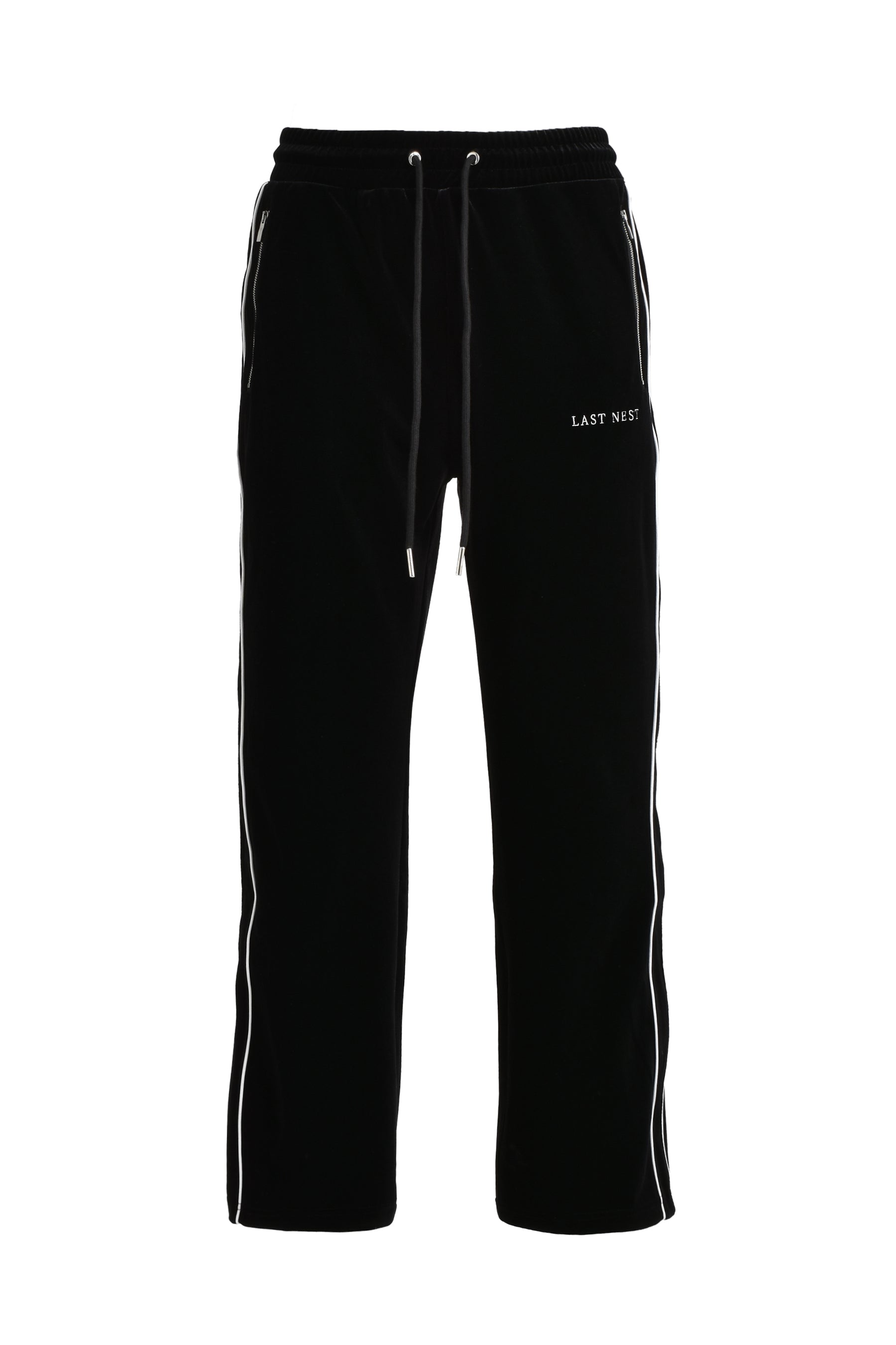 VELOUR EMBROIDERY TRACK PANTS / BLK