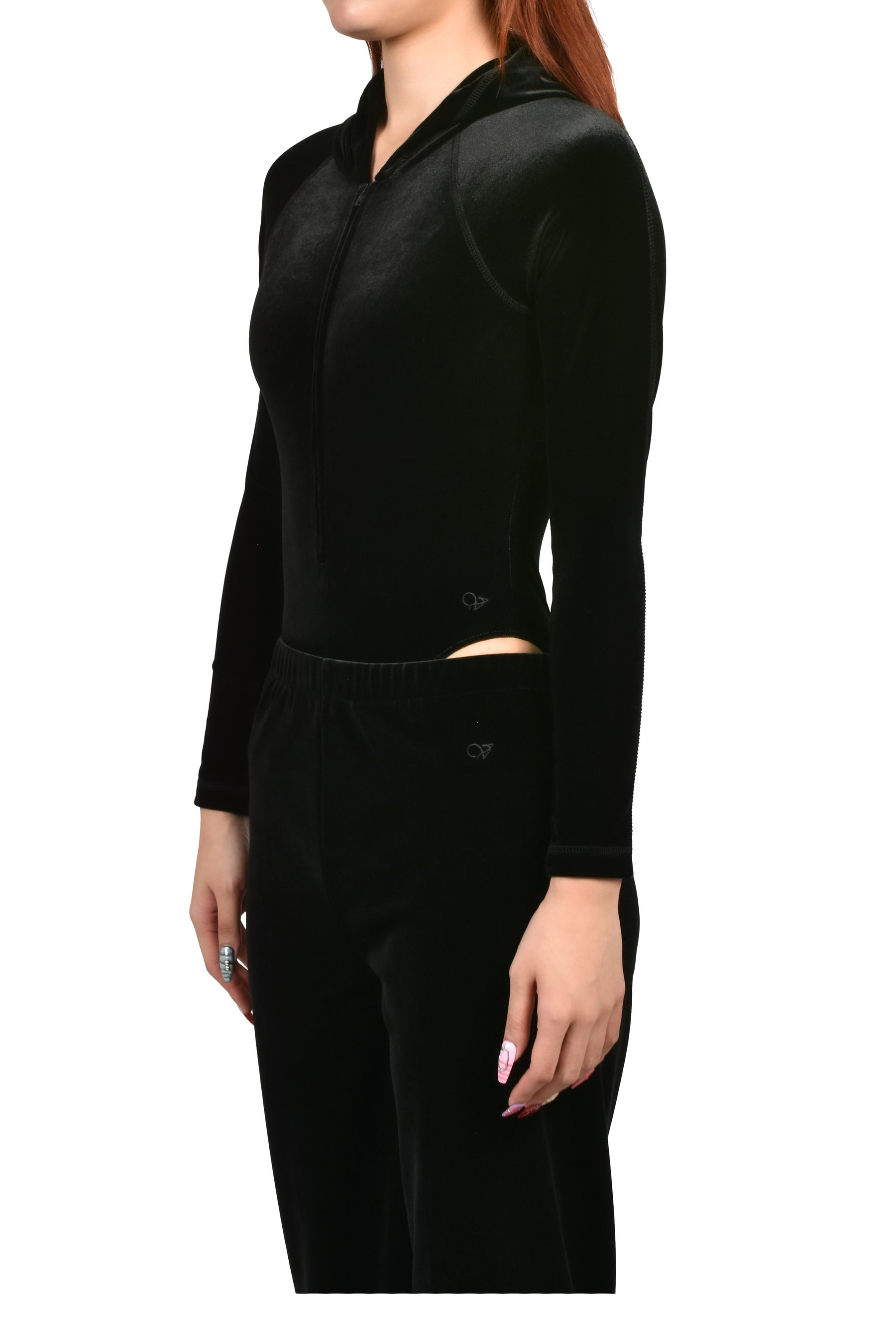 VELVET HOODED BODY / BLK