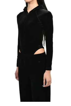VELVET HOODED BODY / BLK