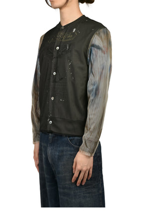 ANGEL DIAGRAM LAYERED CARDIGAN / BLK