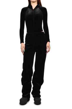 VELVET HOODED BODY / BLK