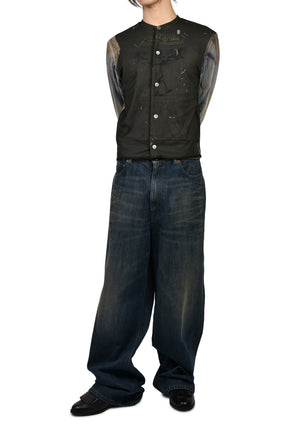 ANGEL DIAGRAM LAYERED CARDIGAN / BLK