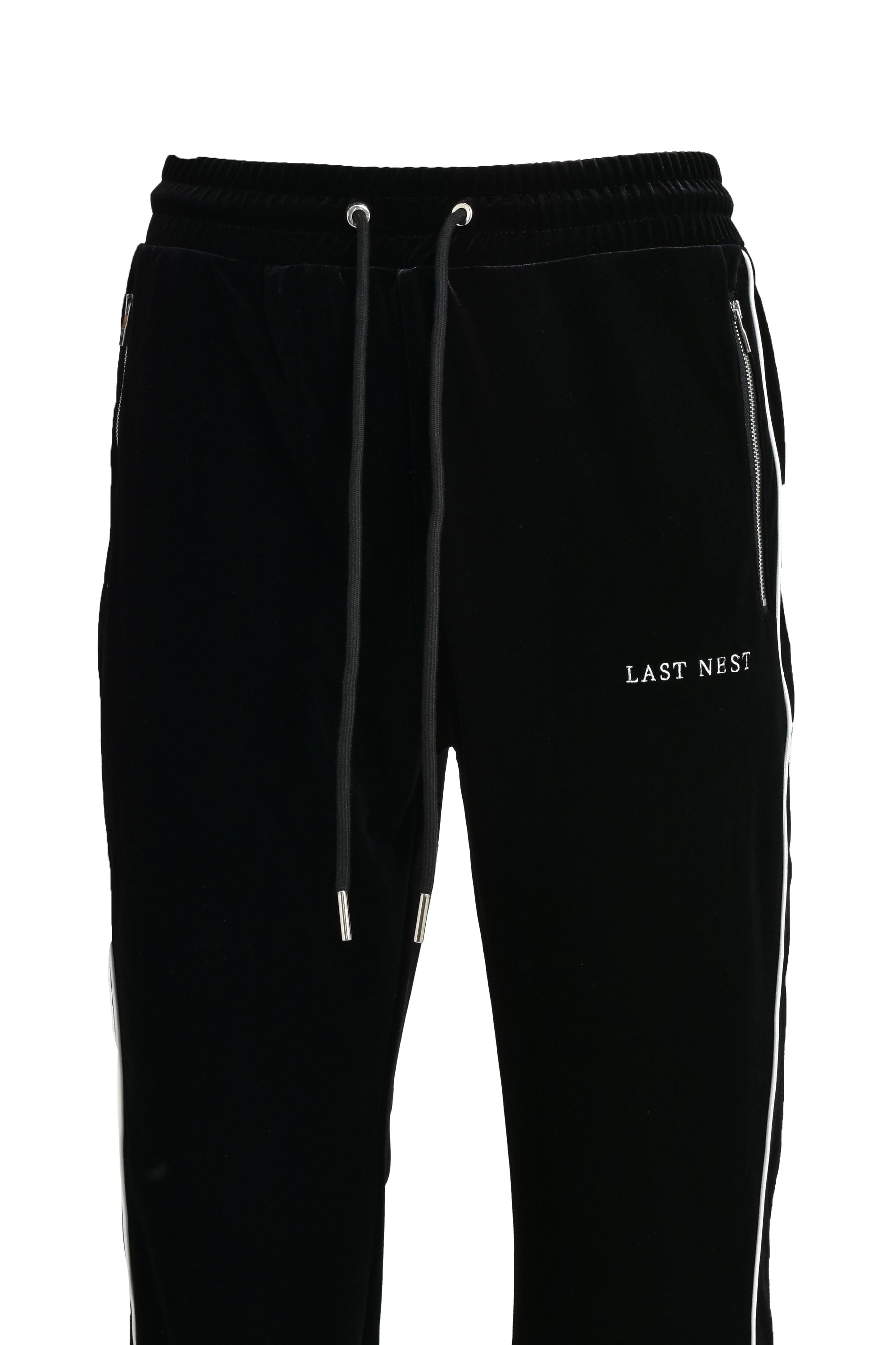 VELOUR EMBROIDERY TRACK PANTS / BLK