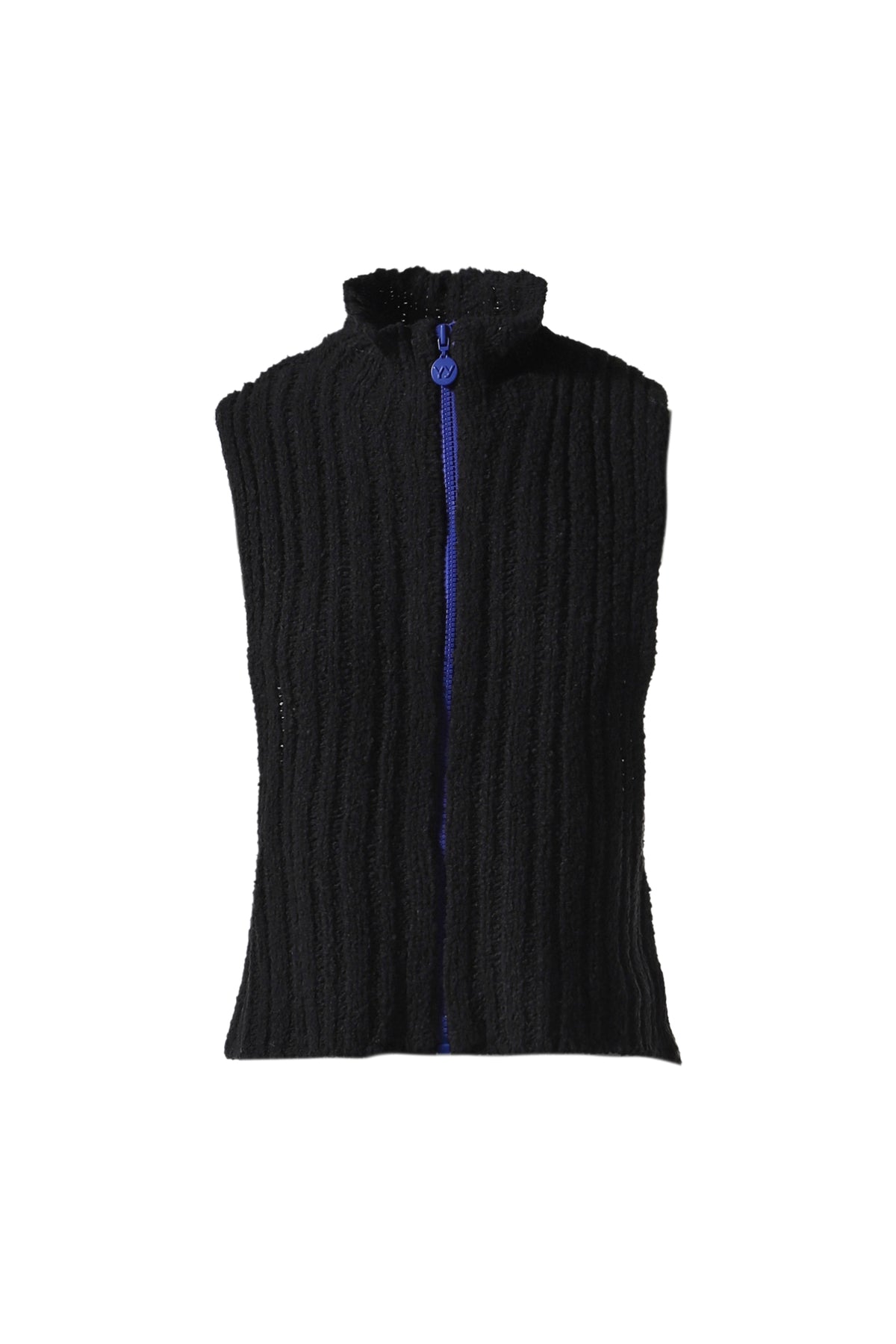 RIBBED ZIP KNIT VEST / BLK