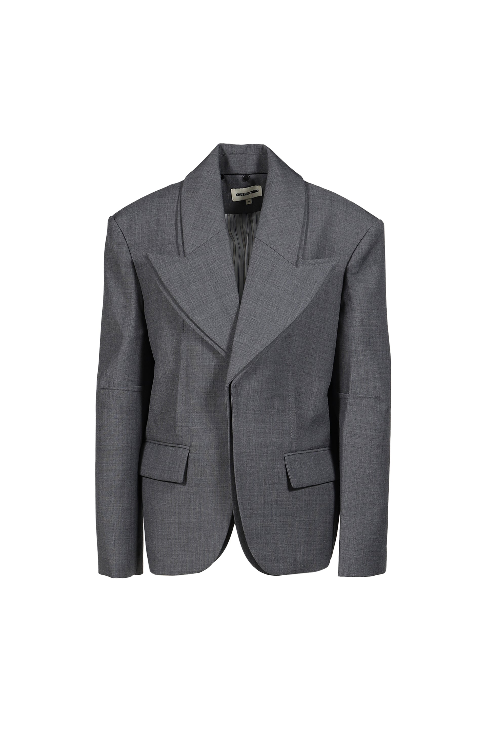 PEAK LAPEL OVERSIZED BLAZER / GRY