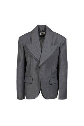 PEAK LAPEL OVERSIZED BLAZER / GRY