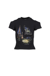 PARIS TOURIST FRONT SLEEVE BABY T-SHIRT / BLK