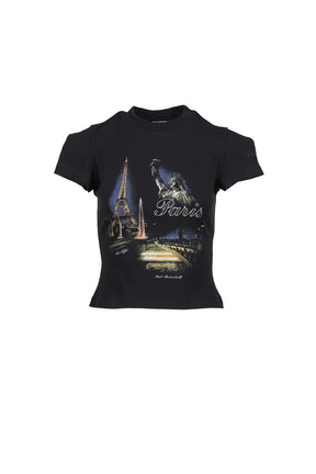 PARIS TOURIST FRONT SLEEVE BABY T-SHIRT / BLK