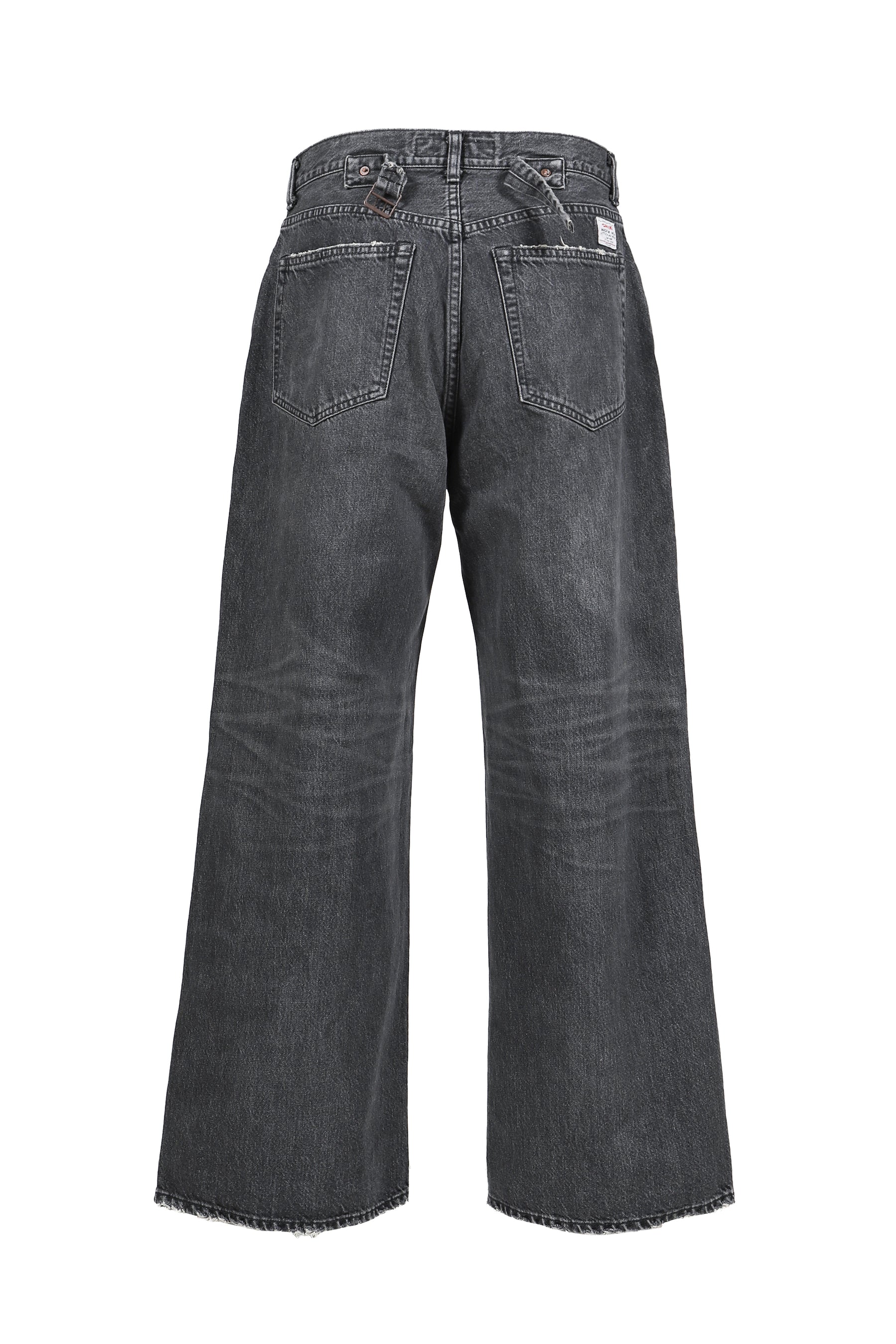 "D"BUCKLE SUPER WIDE DENIM PANTS / BLK 