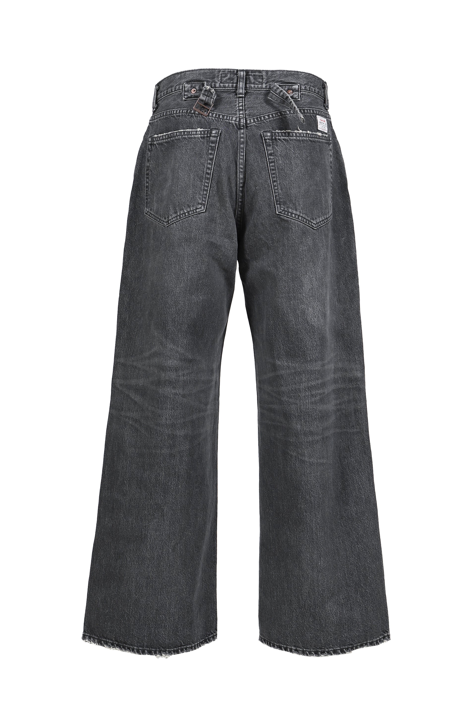 "D"BUCKLE SUPER WIDE DENIM PANTS / BLK