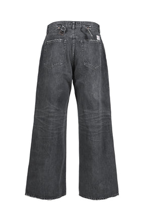 "D"BUCKLE SUPER WIDE DENIM PANTS / BLK 