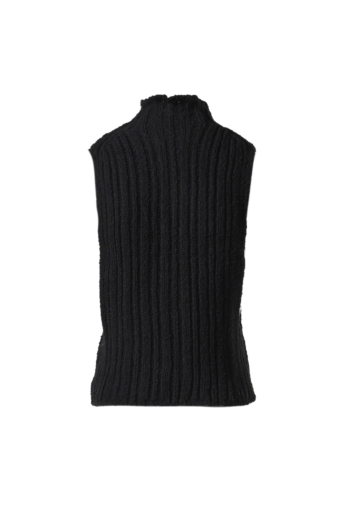 RIBBED ZIP KNIT VEST / BLK