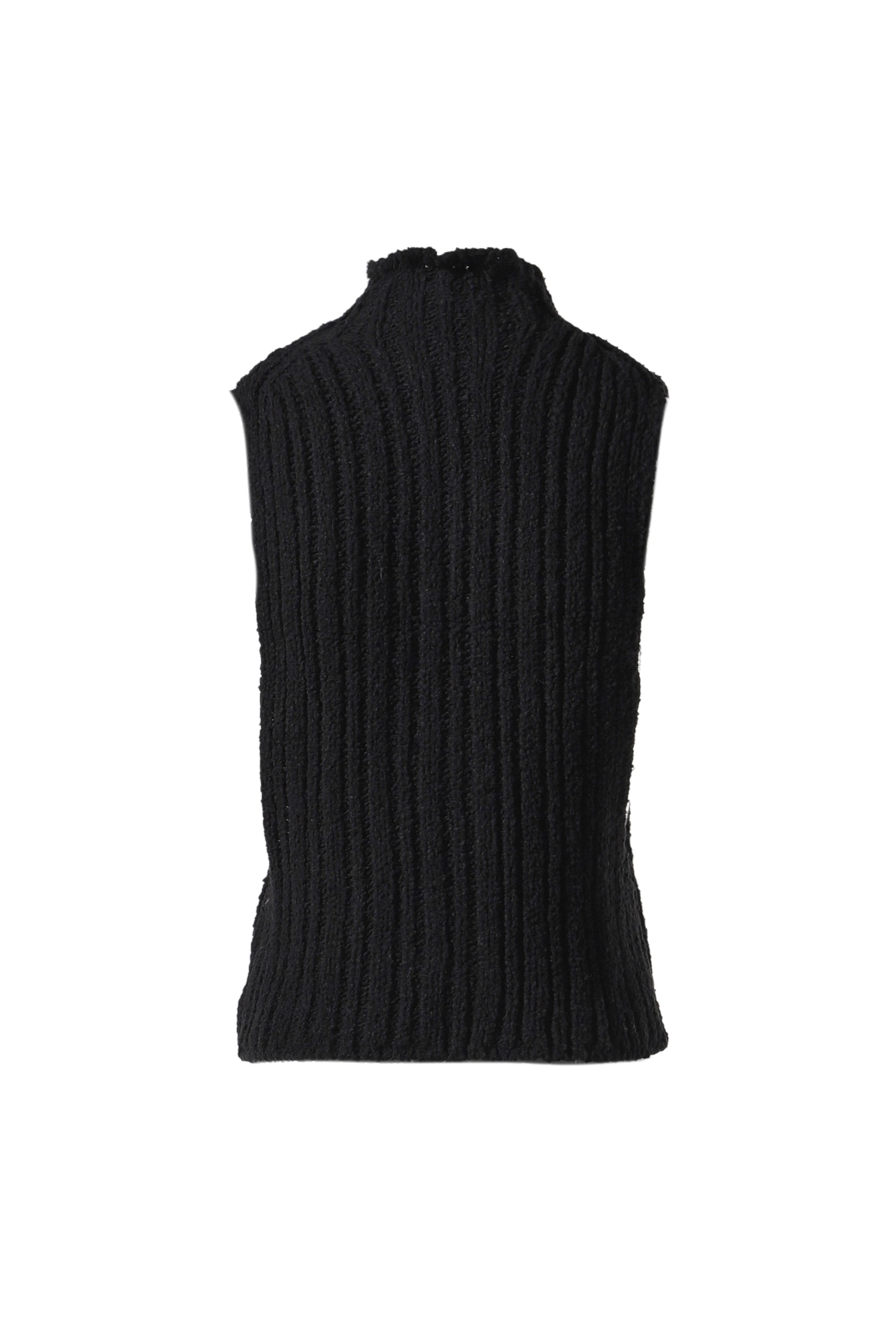 RIBBED ZIP KNIT VEST / BLK