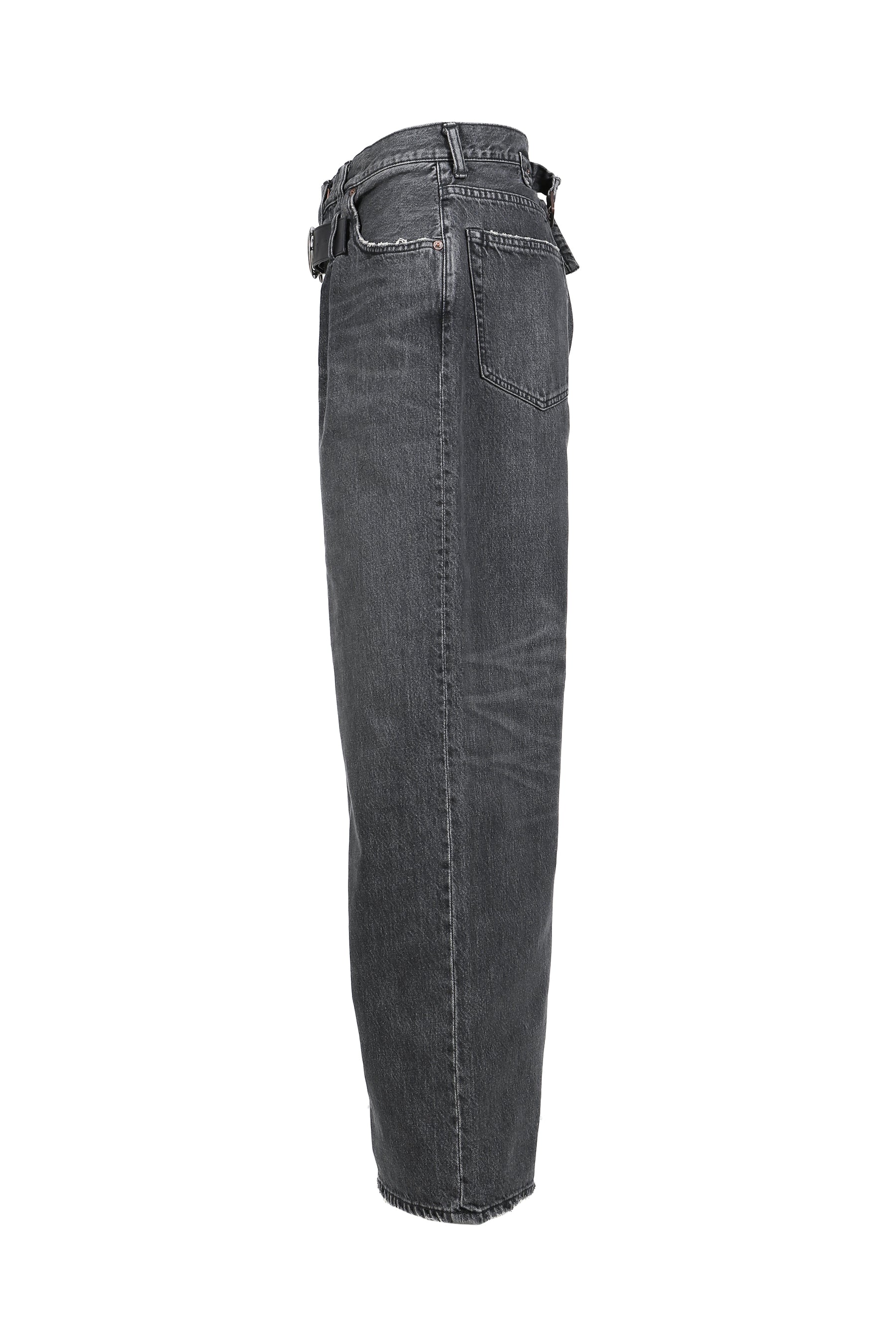 "D"BUCKLE SUPER WIDE DENIM PANTS / BLK 