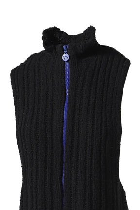 RIBBED ZIP KNIT VEST / BLK