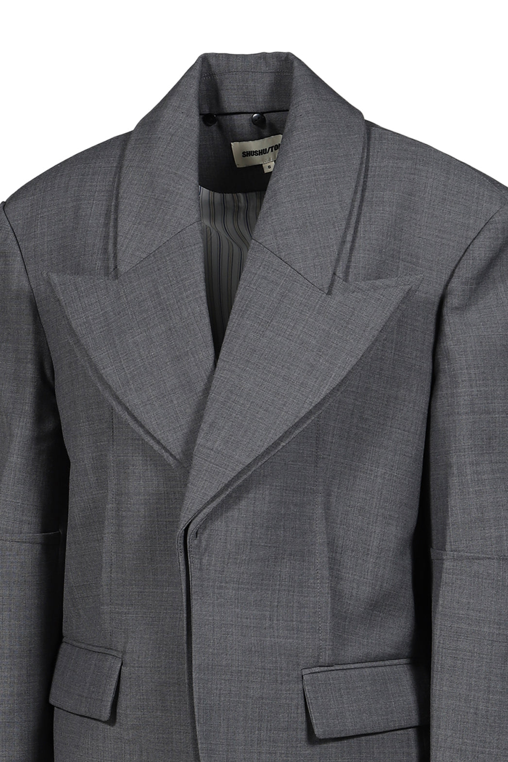PEAK LAPEL OVERSIZED BLAZER / GRY