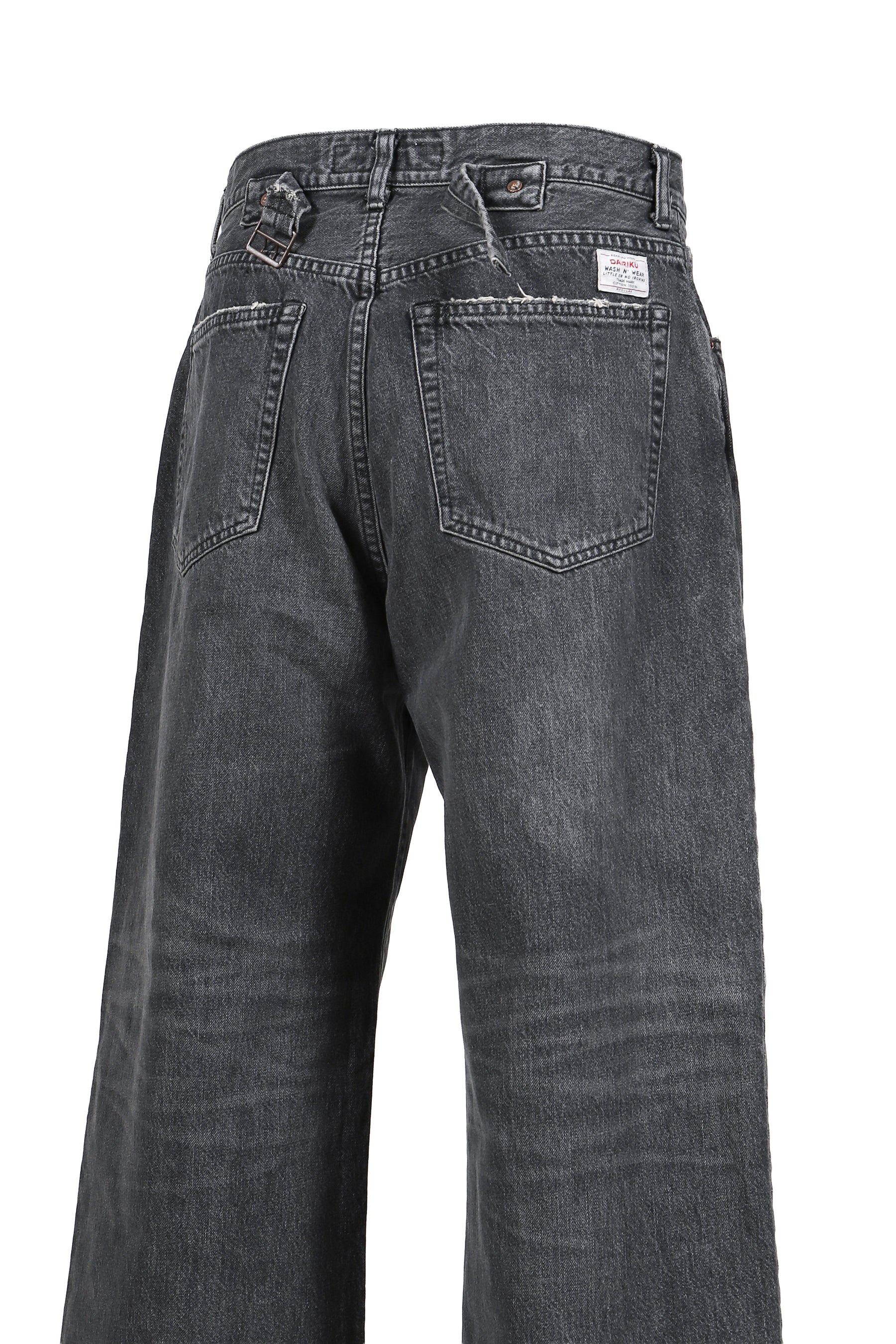 "D"BUCKLE SUPER WIDE DENIM PANTS / BLK 
