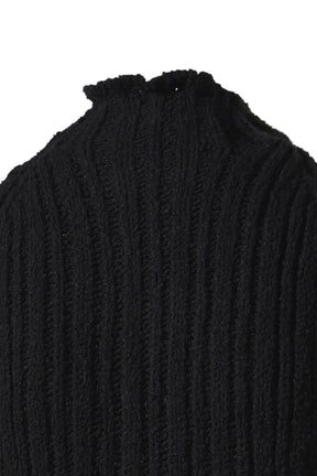 RIBBED ZIP KNIT VEST / BLK