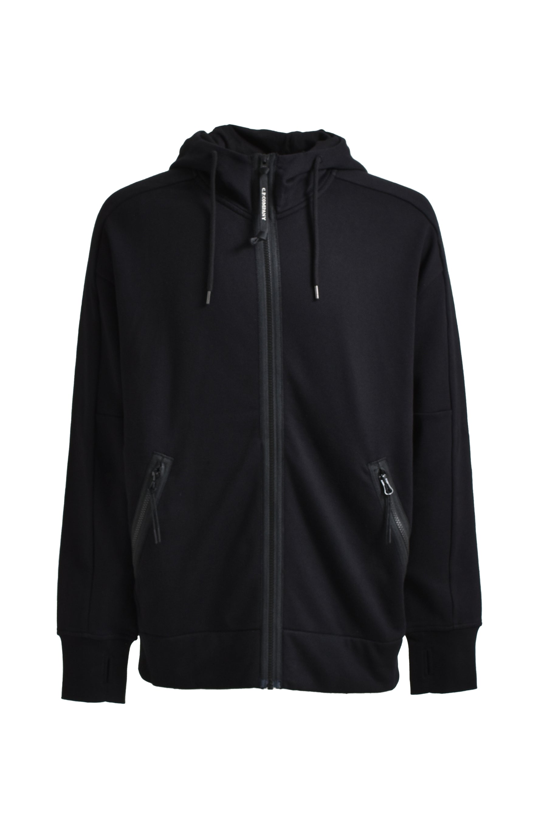 DIAGONAL RAISED FLEECE GOGGLE ZIPPED HOODED / BLK SAND 999