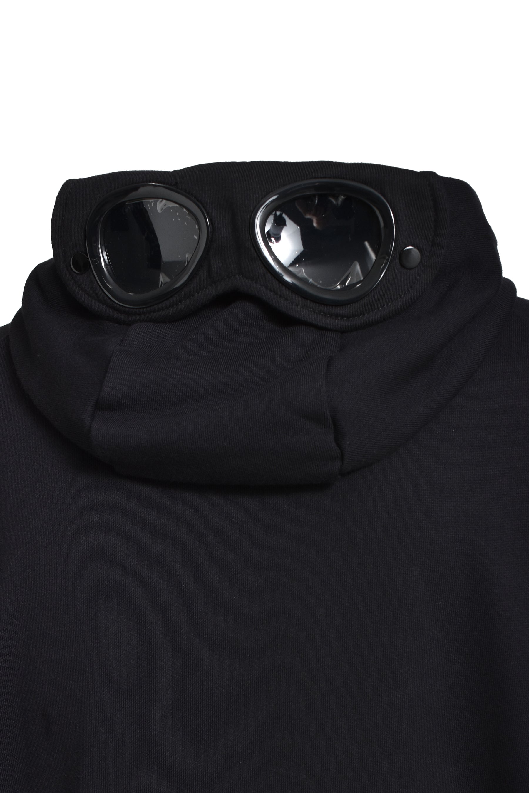 DIAGONAL RAISED FLEECE GOGGLE ZIPPED HOODED / BLK SAND 999