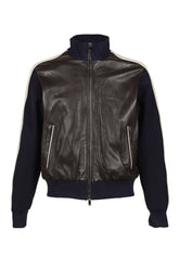 PATH LEATHER JACKET / NVY / DARK BRW / IVO