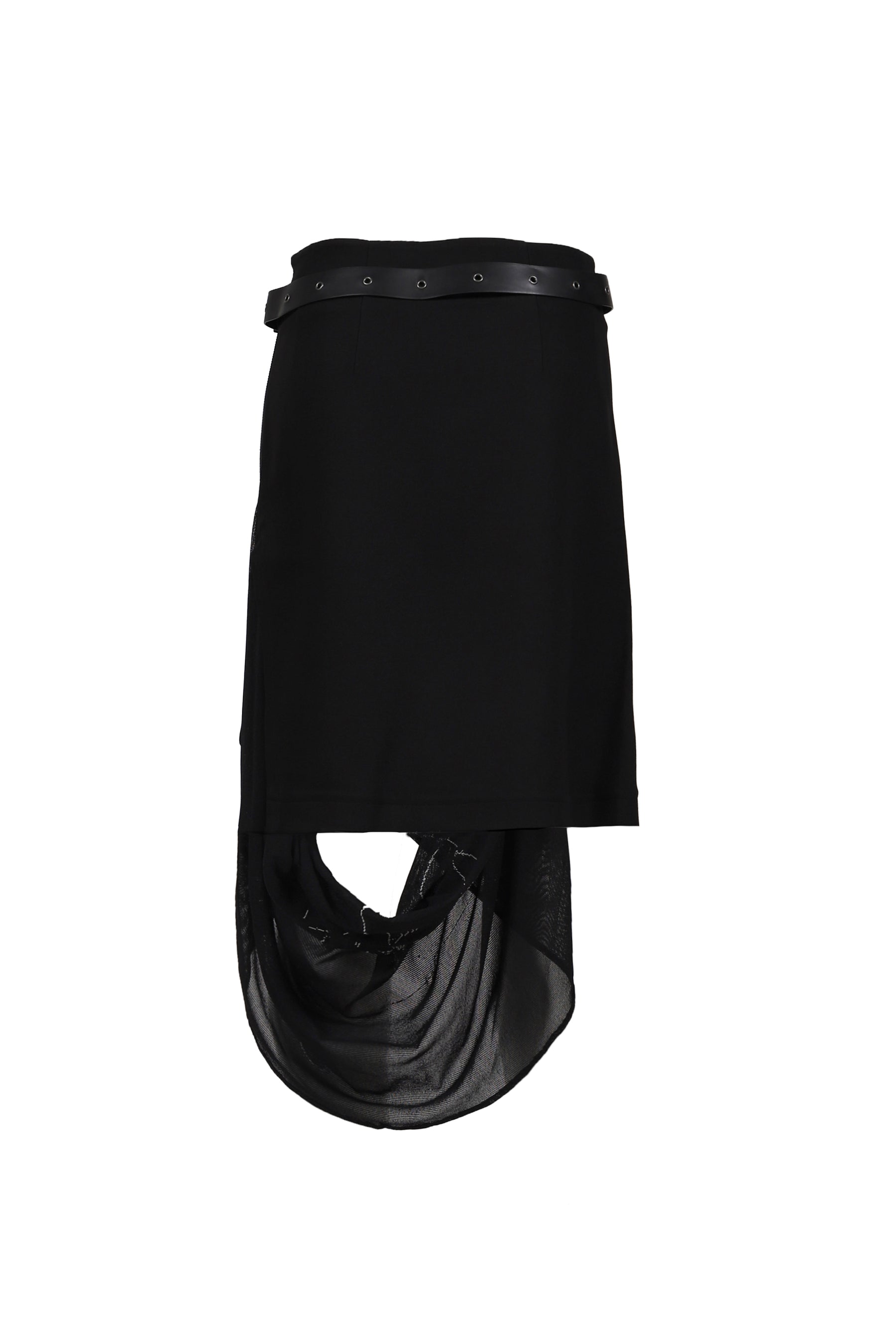 GRAPHIC WRAP SKIRT w/ GARTER BELT / BLK