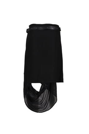 GRAPHIC WRAP SKIRT w/ GARTER BELT / BLK