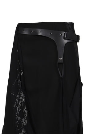 GRAPHIC WRAP SKIRT w/ GARTER BELT / BLK