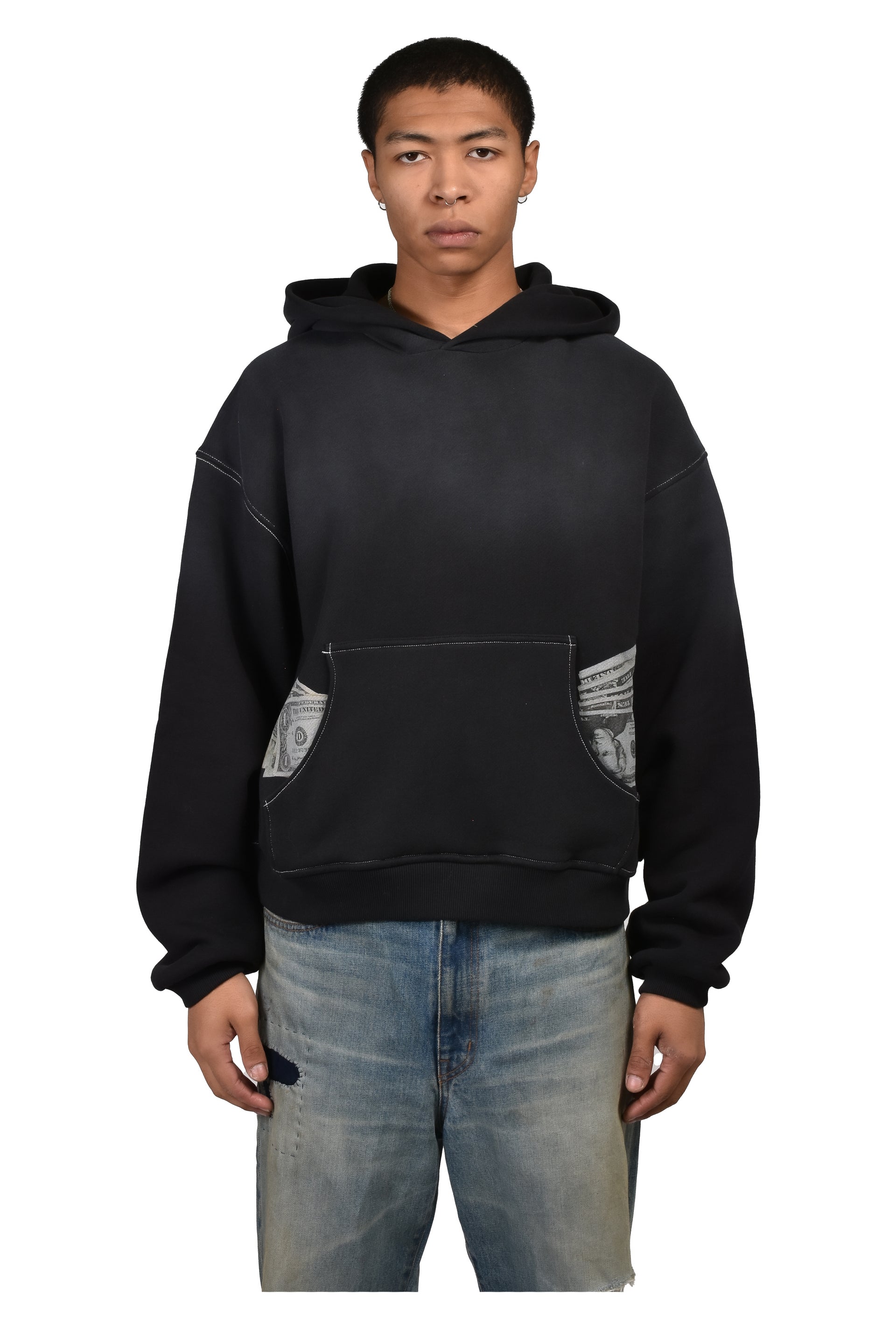 UNISEX MONEY HOODIE KNIT / BLK
