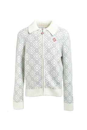 SILVER MONOGRAM ZIP UP / MOHAIR MIX