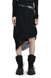 GRAPHIC WRAP SKIRT w/ GARTER BELT / BLK