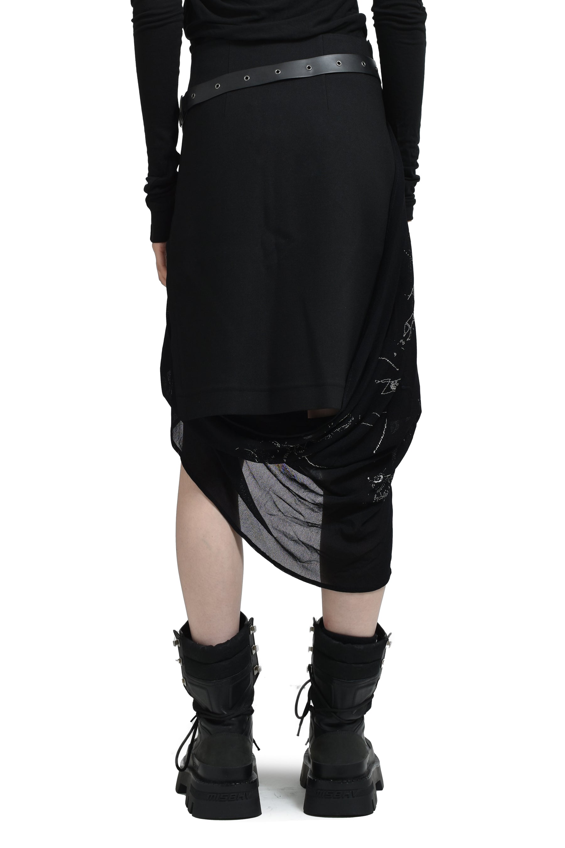 Hyein Seo FW25 Graphic Wrap Skirt with Garter Belt / Black - Nubian Hyein Seo FW25 Graphic Wrap Skirt with Garter Belt / Black - Nubian