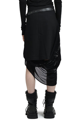 Hyein Seo FW25 Graphic Wrap Skirt with Garter Belt / Black - Nubian Hyein Seo FW25 Graphic Wrap Skirt with Garter Belt / Black - Nubian