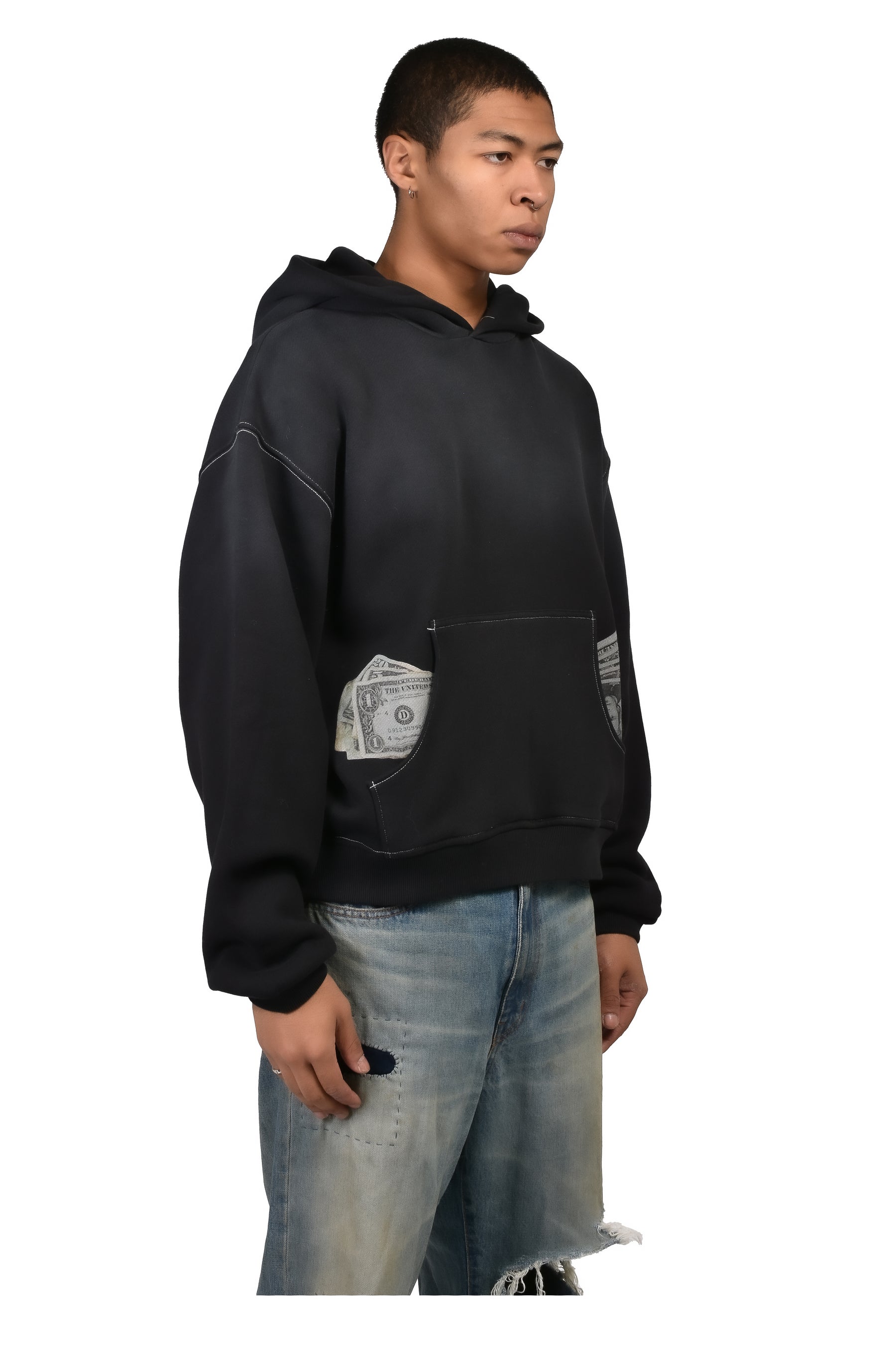 UNISEX MONEY HOODIE KNIT / BLK