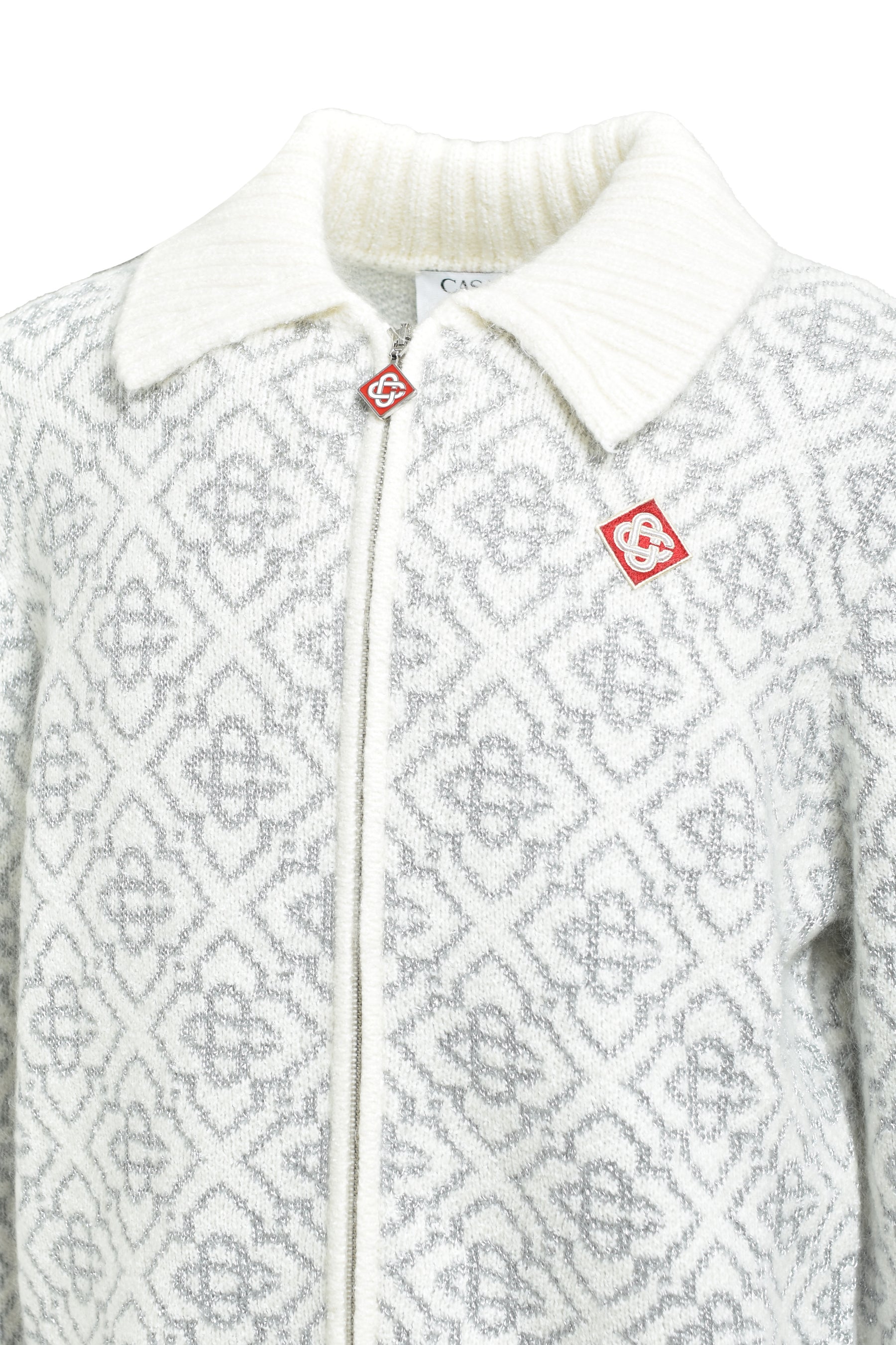 SILVER MONOGRAM ZIP UP / MOHAIR MIX