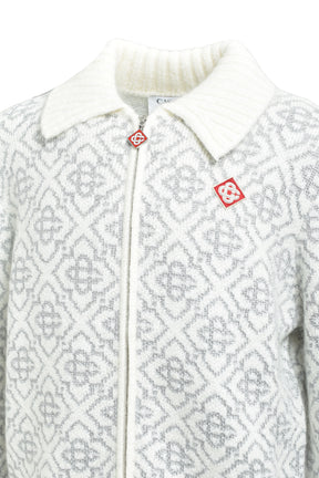 SILVER MONOGRAM ZIP UP / MOHAIR MIX
