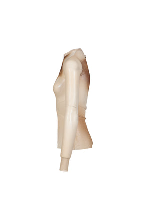 MESH LONG SLEEVES TOP PRINTED "FACE" / BEI