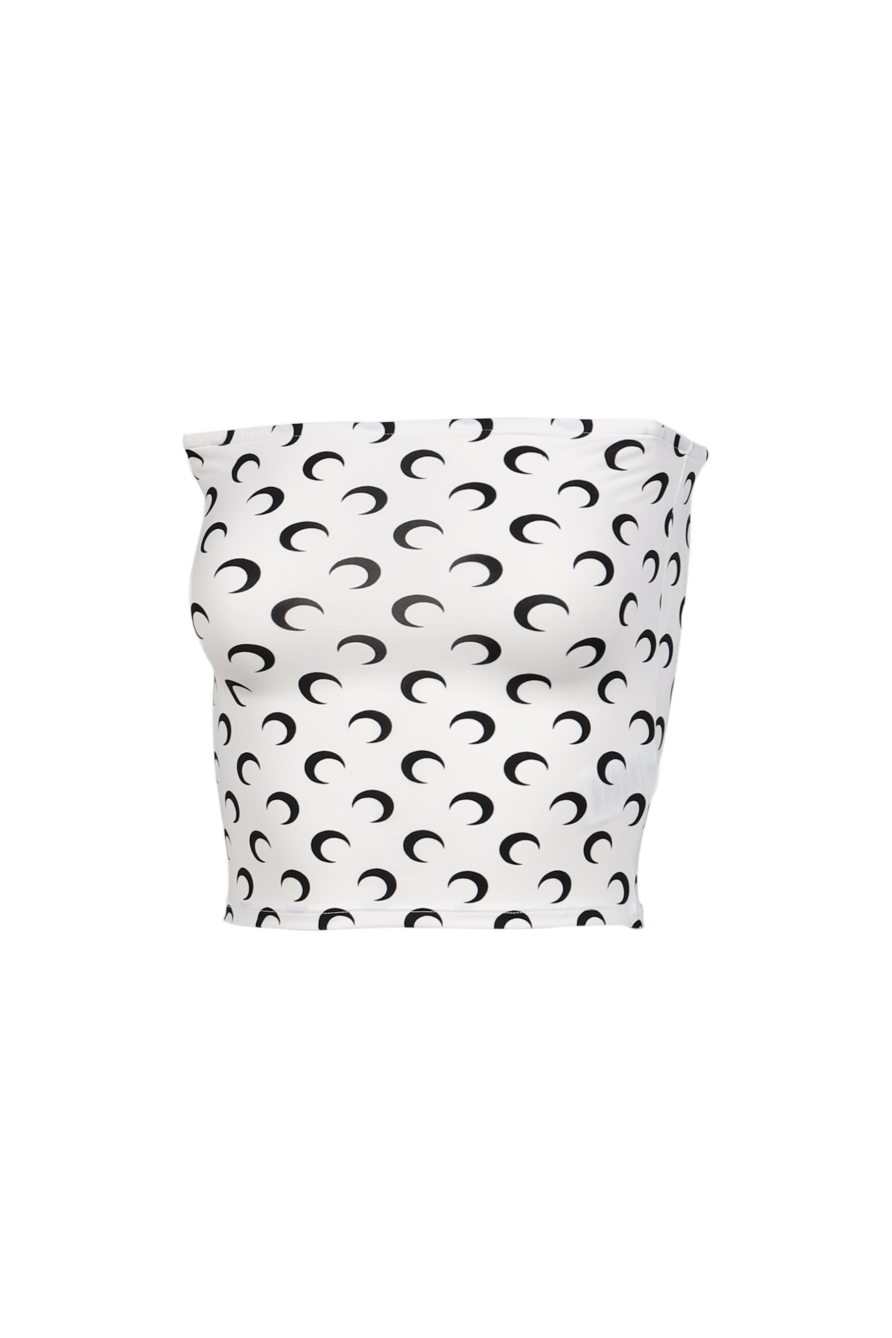 MOON PRINTED JERSEY BUSTIER TOP / OPTICAL WHT