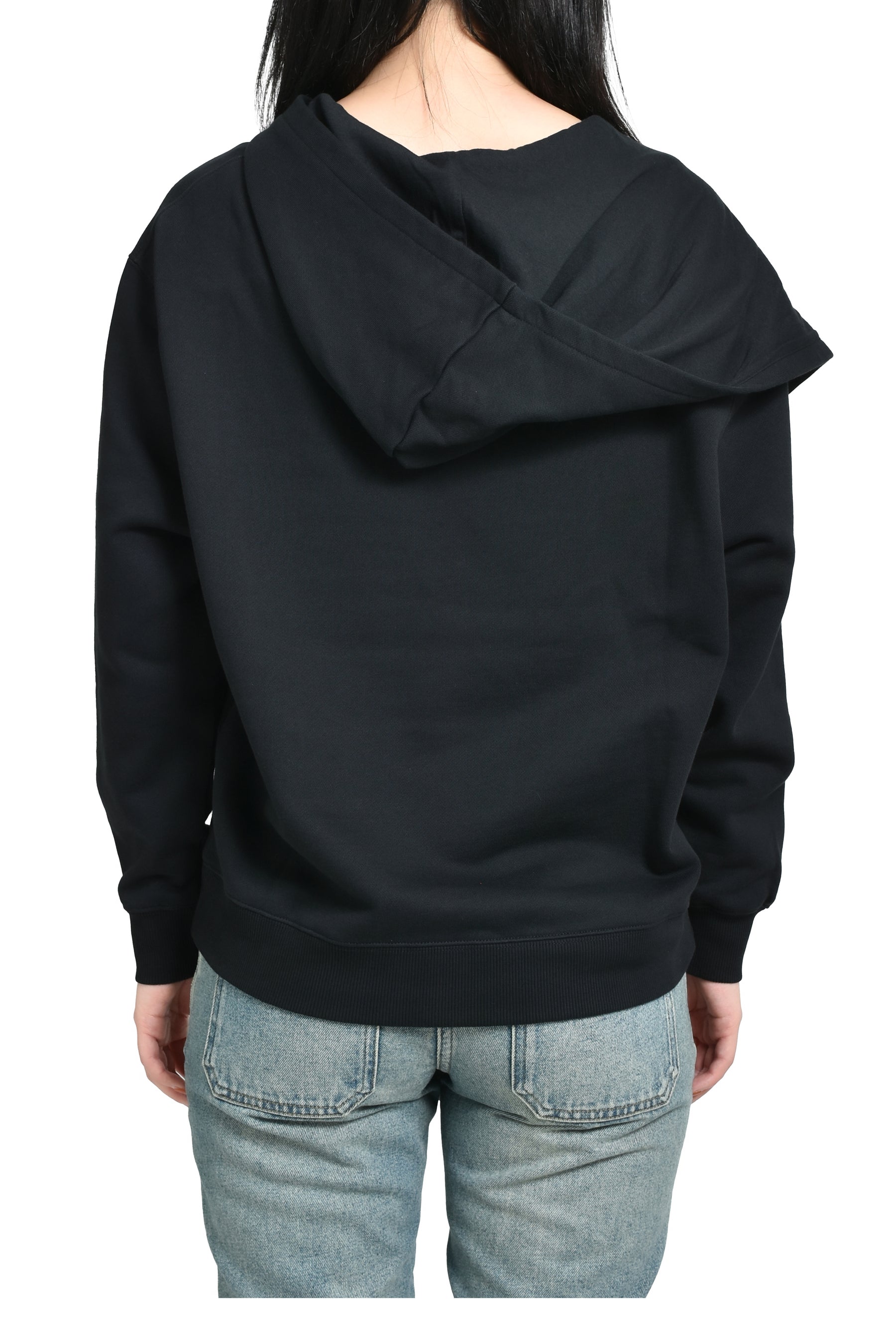 SCARF EMBROIDERED HOODIE / BLK 
