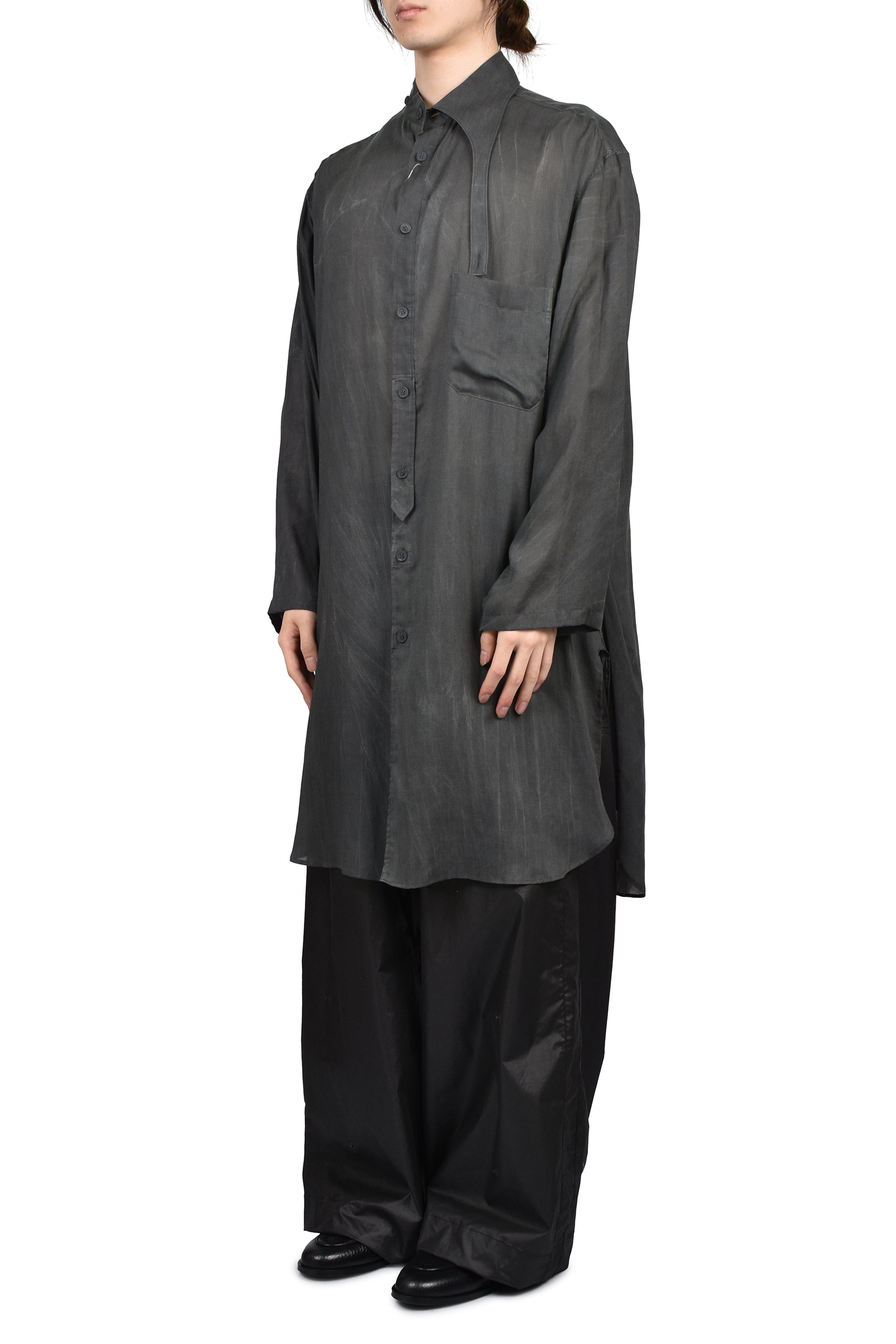 ASYMMETRY COLLAR LONG SHIRT / BLK